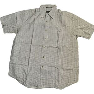 Eddie Bauer 80’s 2 Ply Broadcloth Black White‎ Checkered  Short Sleeve Men’s L
